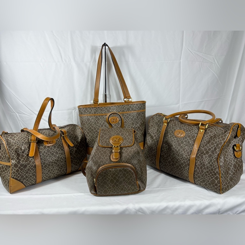 4904 A/B, Listing 1 of 2: Vintage Nina Ricci Monogram Travel Duffel Bag Set